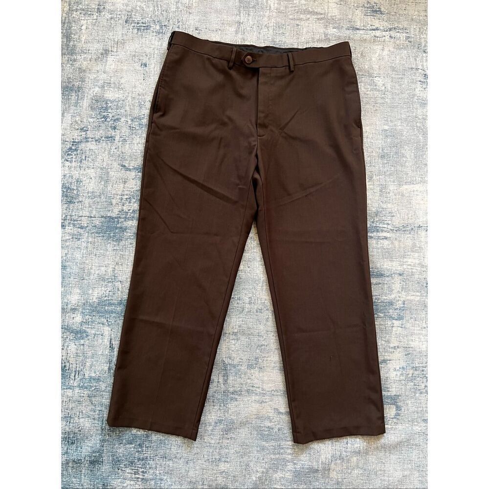Haggar Brown Classic Fit Flat Front Dress Pants Slacks 40 x 30